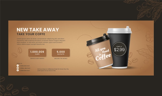 Free vector hand drawn engraving coffee shop facebook cover