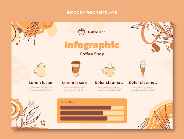 Vettore gratuito infografica della caffetteria con incisione disegnata a mano