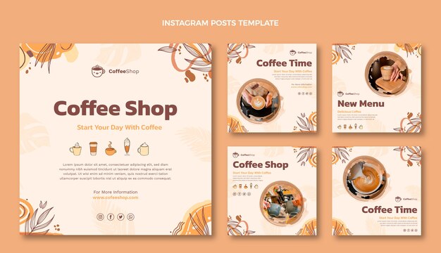 hand drawn engraving coffee shop instagram post