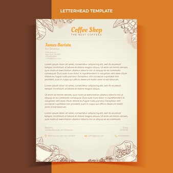 Hand drawn engraving coffee shop letterhead template