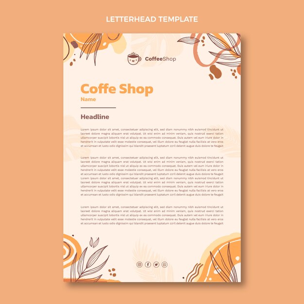 hand drawn engraving coffee shop letterhead