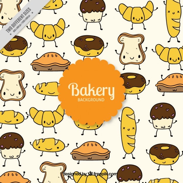 Free Vector hand drawn enjoyable bakery characters background