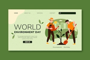 Hand drawn environment day landing page template