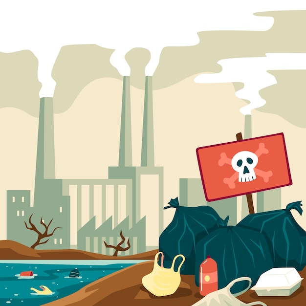 Hand drawn environmental pollution illustration