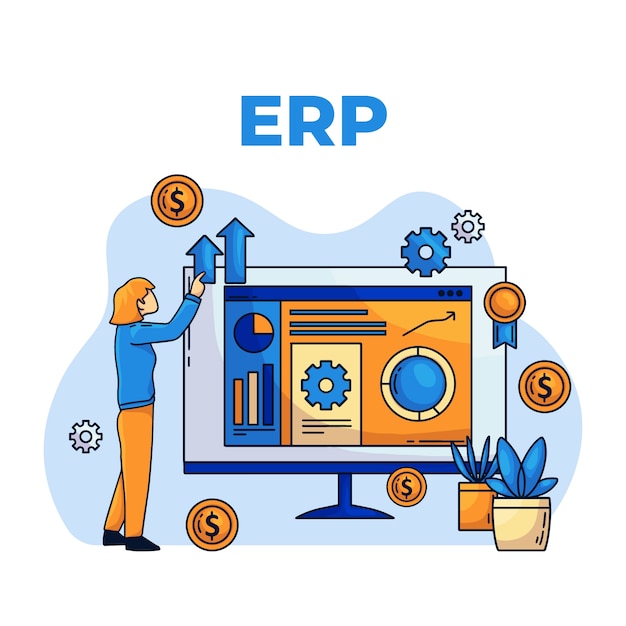 Нарисованная рукой иллюстрация erp