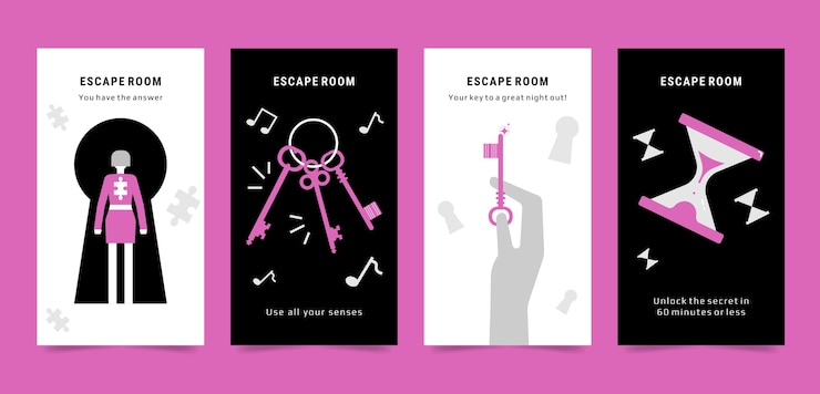 Free Vector hand drawn escape room instagram stories