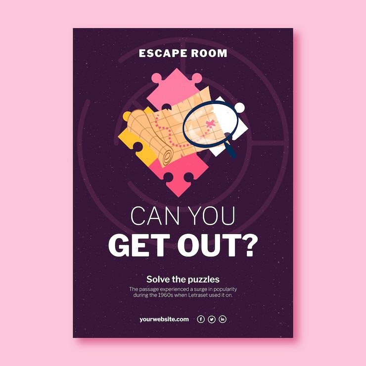 Free Vector hand drawn escape room invitation