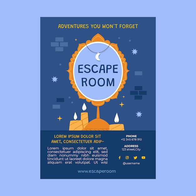 Free vector hand drawn escape room invitation