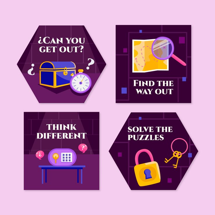 Free Vector hand drawn escape room labels