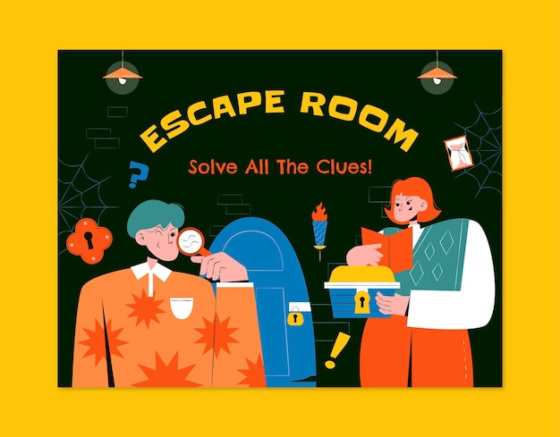 Hand drawn escape room photocall