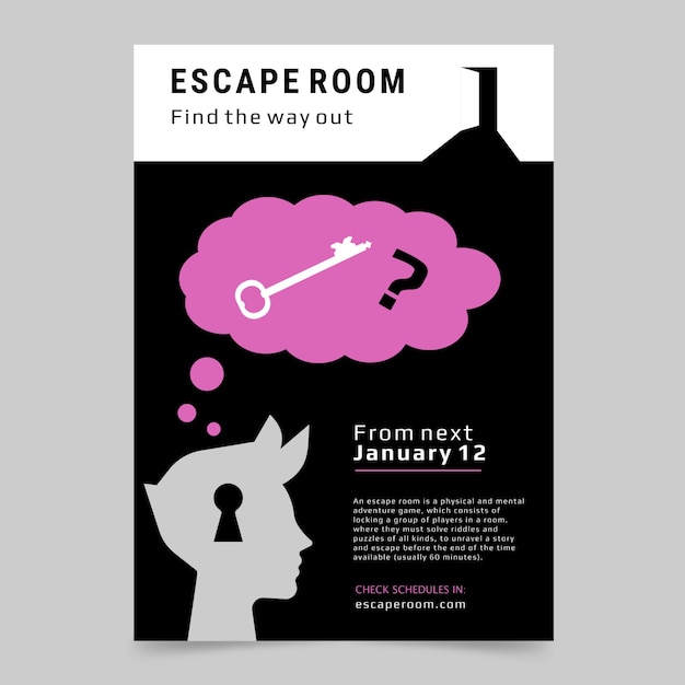 Vettore gratuito poster di escape room disegnato a mano