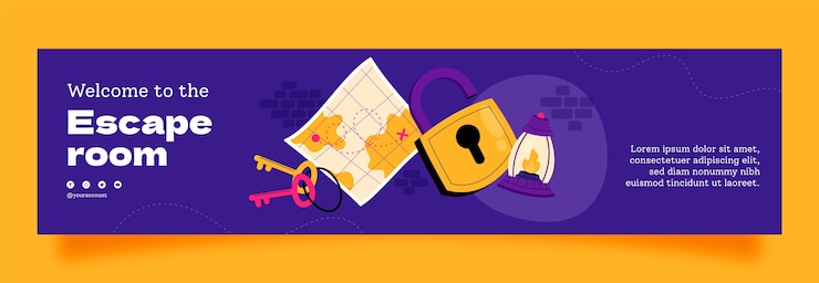 Free Vector hand drawn escape room twitch banner