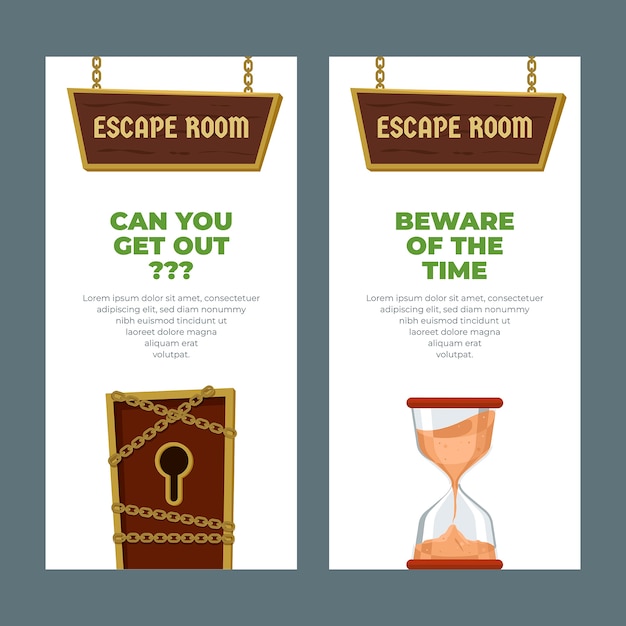 Hand drawn escape room vertical banner