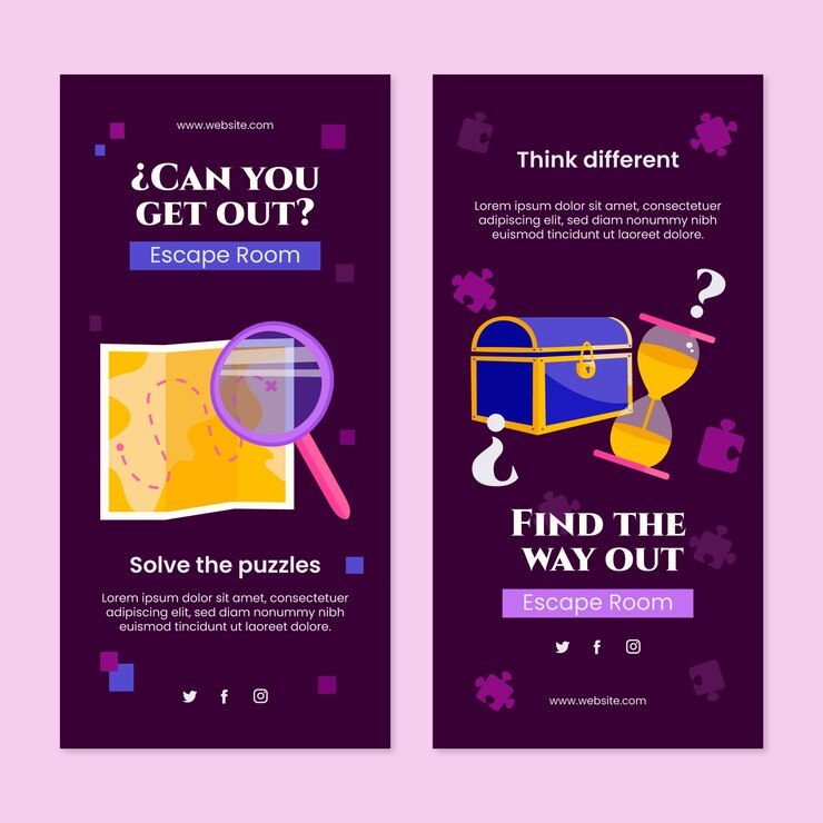 Free Vector hand drawn escape room vertical banner