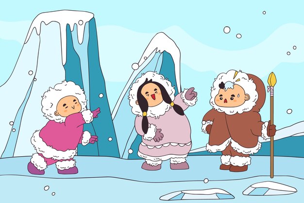 손으로 그린 에스키모 그림