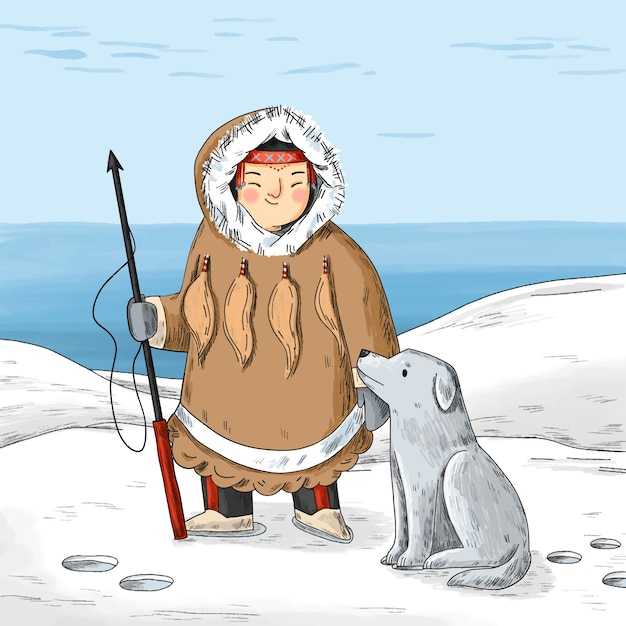 Free vector hand drawn eskimo illustration