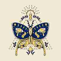 Free vector hand drawn esoteric butterfly illustration