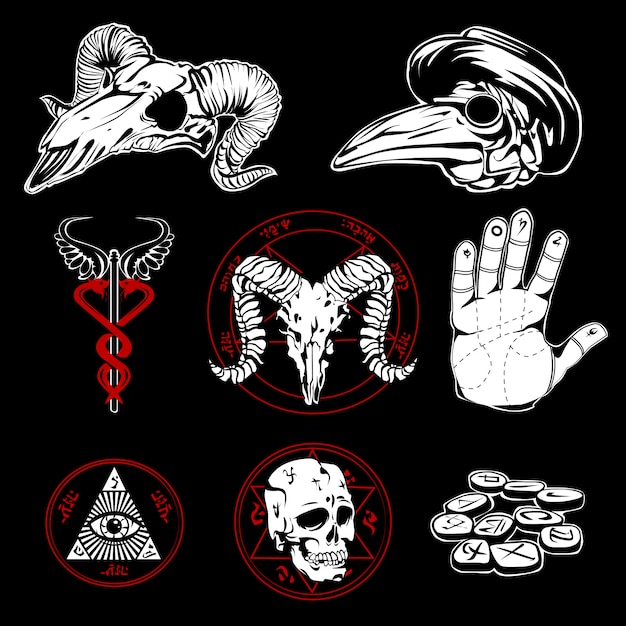 Hand Drawn Esoteric Symbols And Occult Attributes