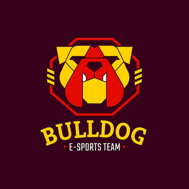 Vettore gratuito modello di logo bulldog esport disegnato a mano