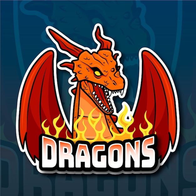 Hand drawn esport dragon logo