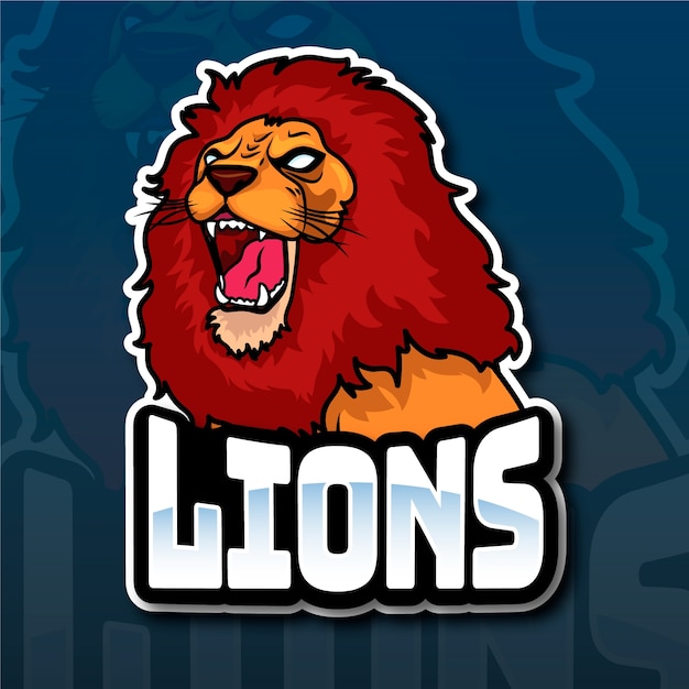 Hand drawn esport lion  logo