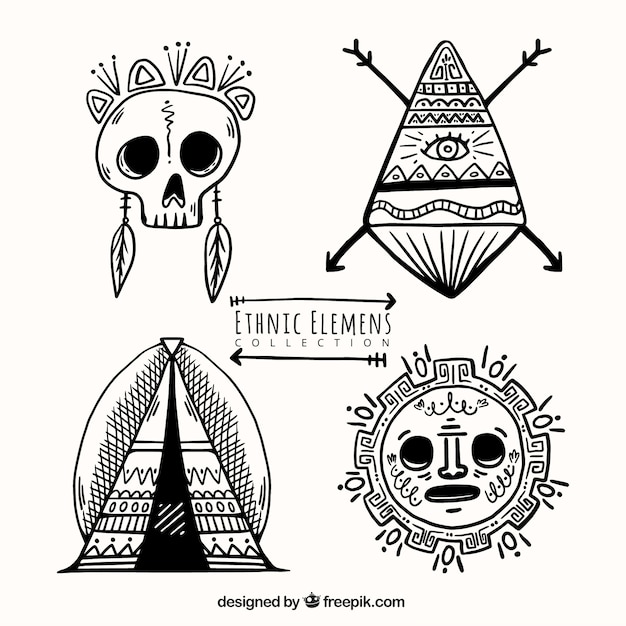 Free vector hand drawn ethnic accessories pack