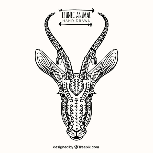 Free vector hand drawn ethnic deer sketch