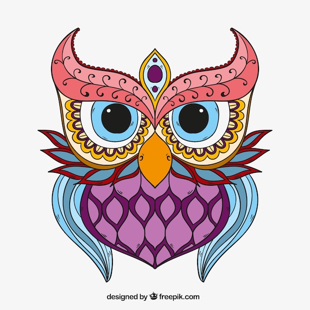 Hand drawn ethnic owl