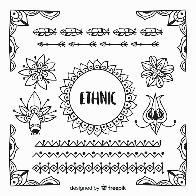 Free vector hand drawn ethnic style element collection