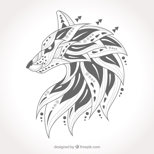 Ручная нарисованная этническая волка