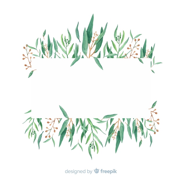 Hand drawn eucalyptus branches background with blank space