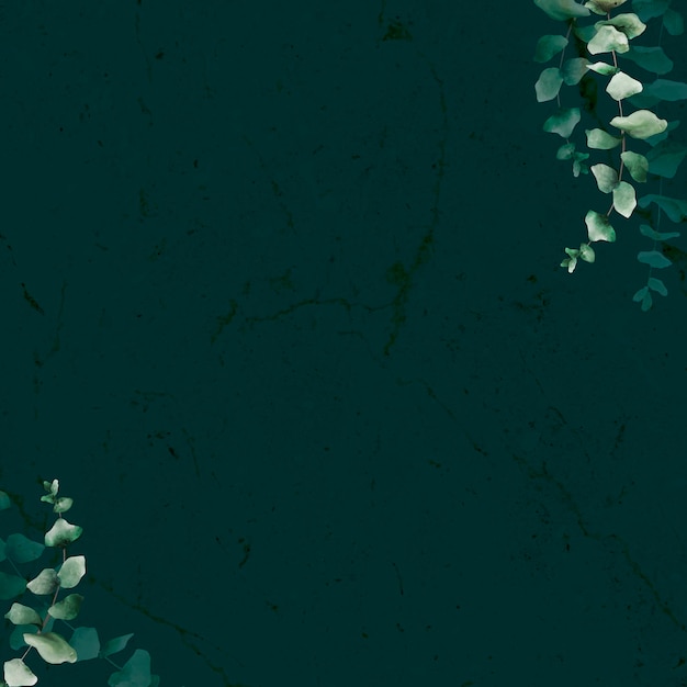 무료 벡터 어두운 배경에 손으로 그린된 유칼립투스 잎 패턴