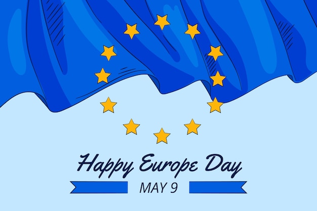 Hand drawn europe day background