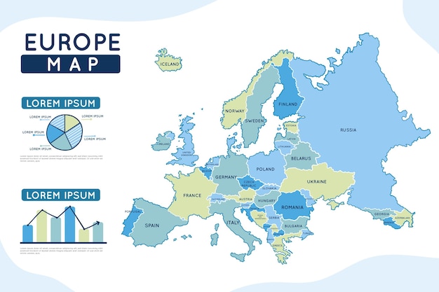 手描きヨーロッパ地図インフォグラフィック