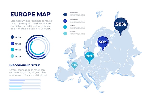 Нарисованная рукой карта европы инфографики Бесплатные векторы