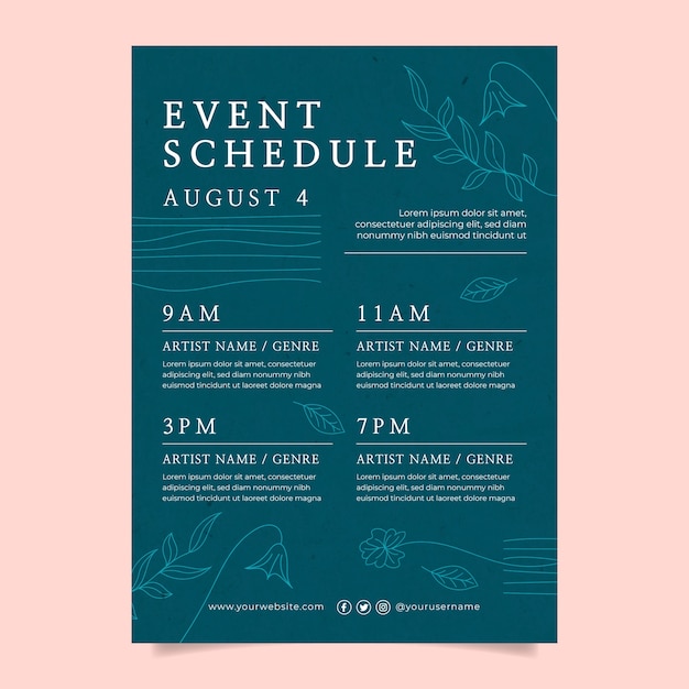 Free vector hand drawn event schedule design template