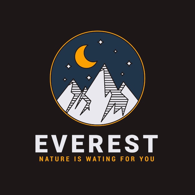 Бесплатное векторное изображение Ручной обращается дизайн логотипа эверест