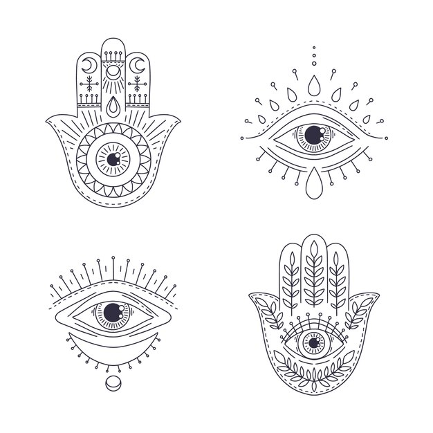 Hand drawn evil eye icons