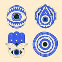 Free vector hand drawn evil eye symbols