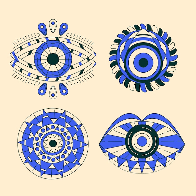 Hand drawn evil eye symbols