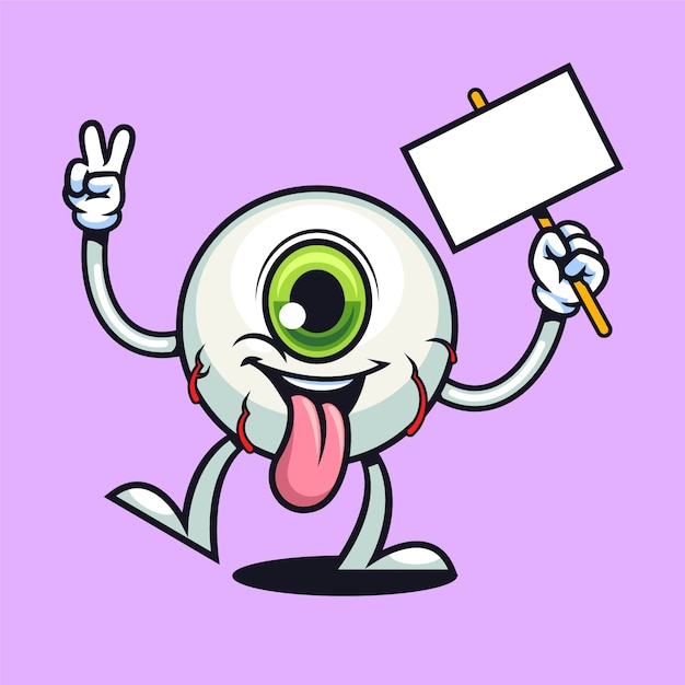 Hand drawn eyeball cartoon illustration