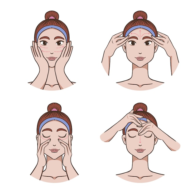 Free vector hand drawn facial massage technique