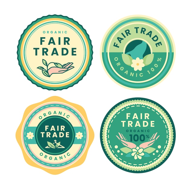 Free vector hand drawn fair trade label collection