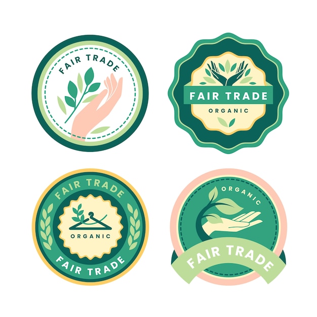 Free vector hand drawn fair trade label collection