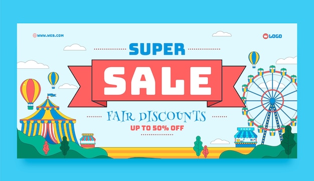 Hand drawn fairfun sale banner