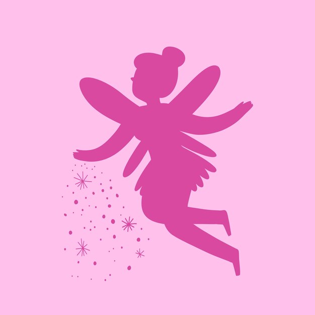 Hand drawn fairy silhouette illustration