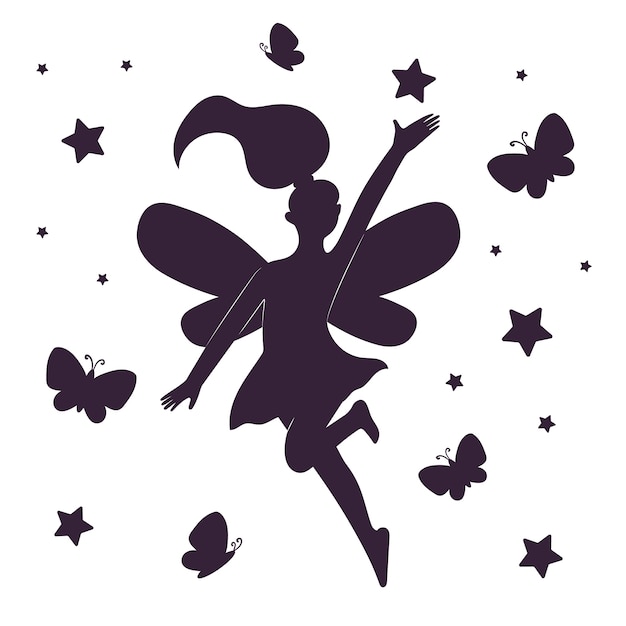Free Vector hand drawn fairy silhouette illustration