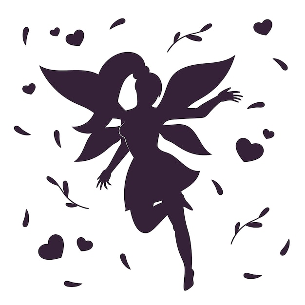 Hand drawn fairy silhouette illustration