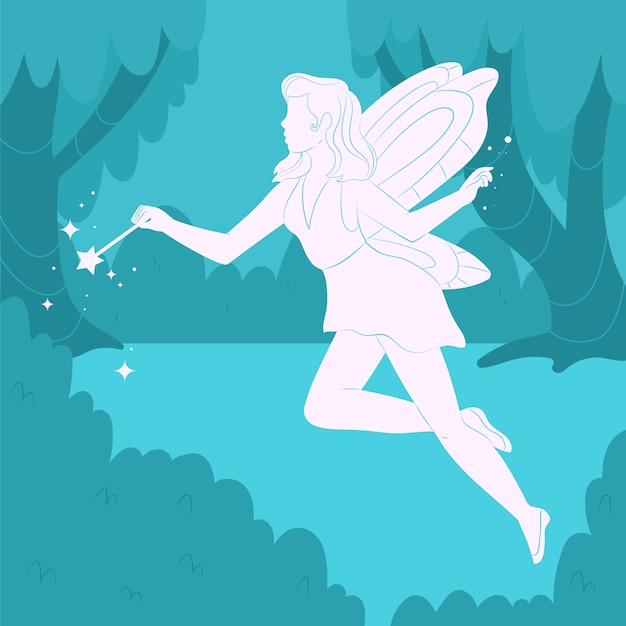 Hand drawn fairy silhouette illustration