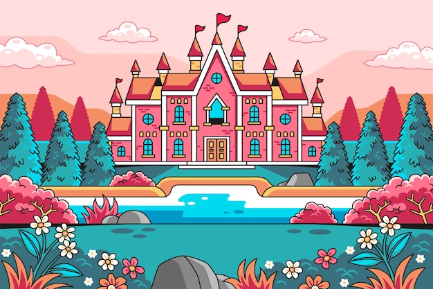 Free vector hand drawn fairytale background